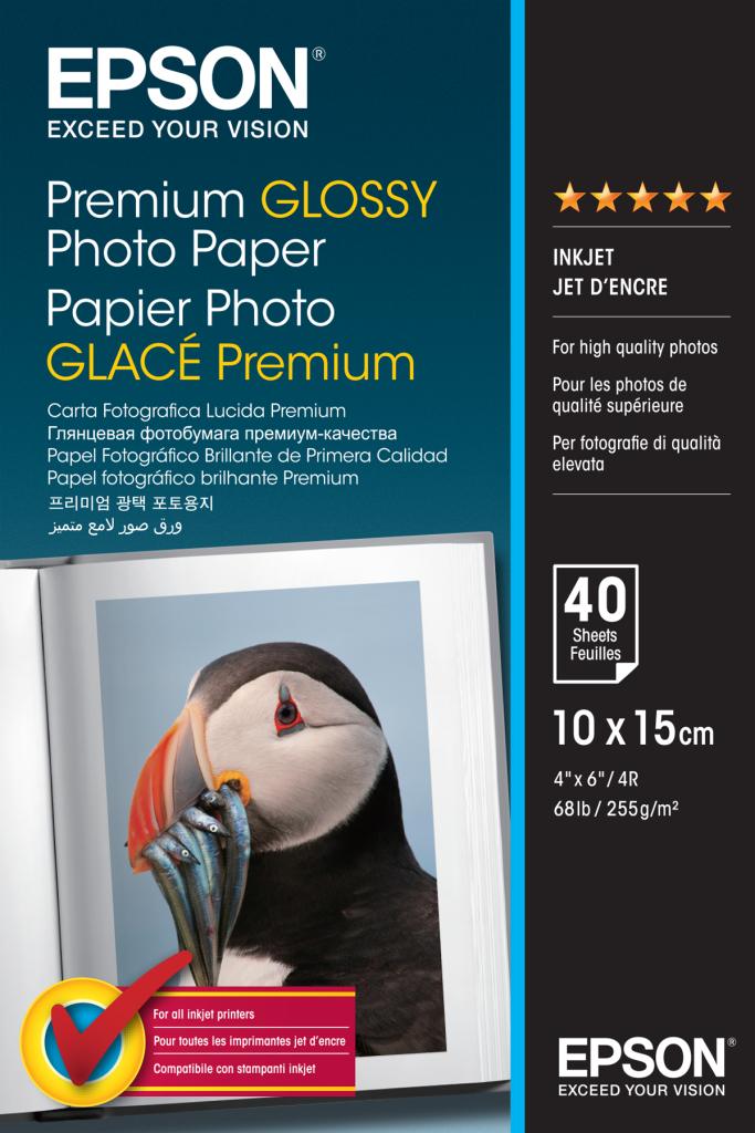 Epson Premium Glossy Photo Paper - 10x15cm - 40 Sheets - dpsb